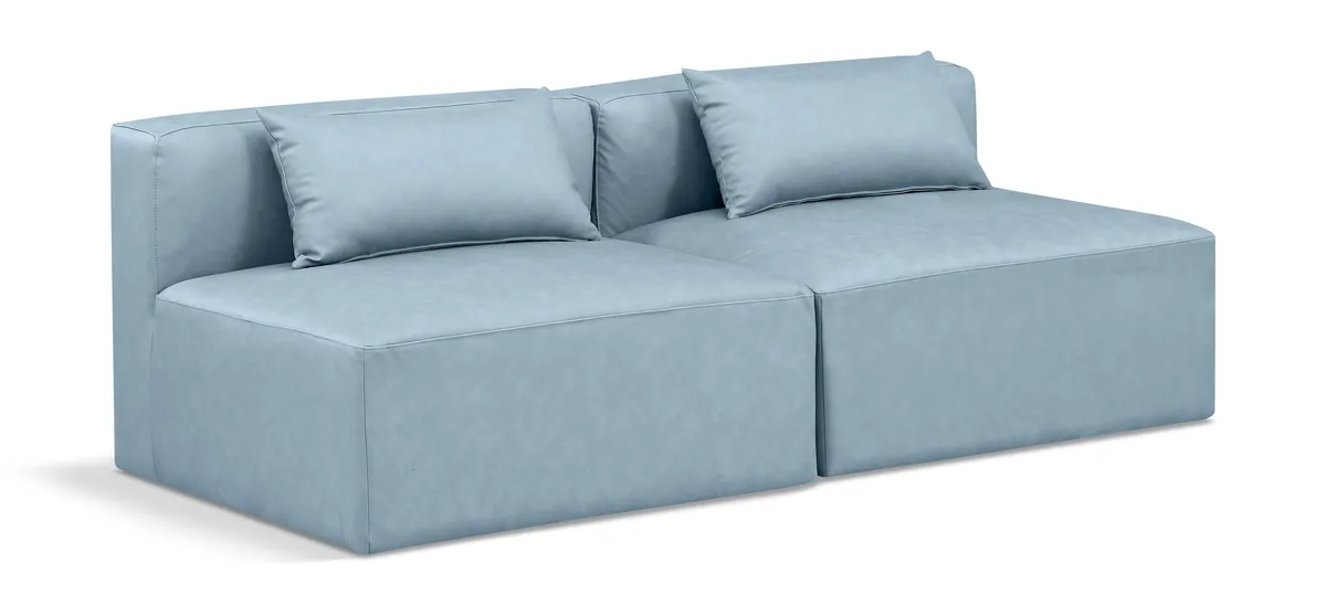 Cube - Modular 2 Seat Armless Sofa - Light Blue