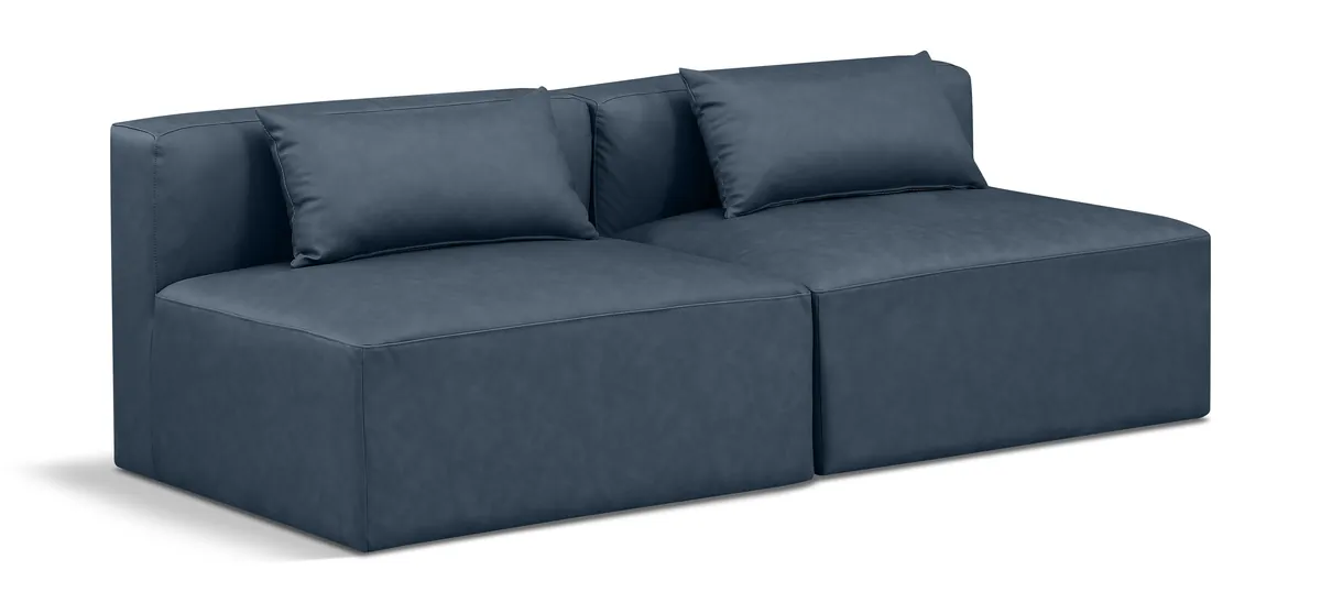Cube - Modular 2 Seat Armless Sofa - Navy Blue