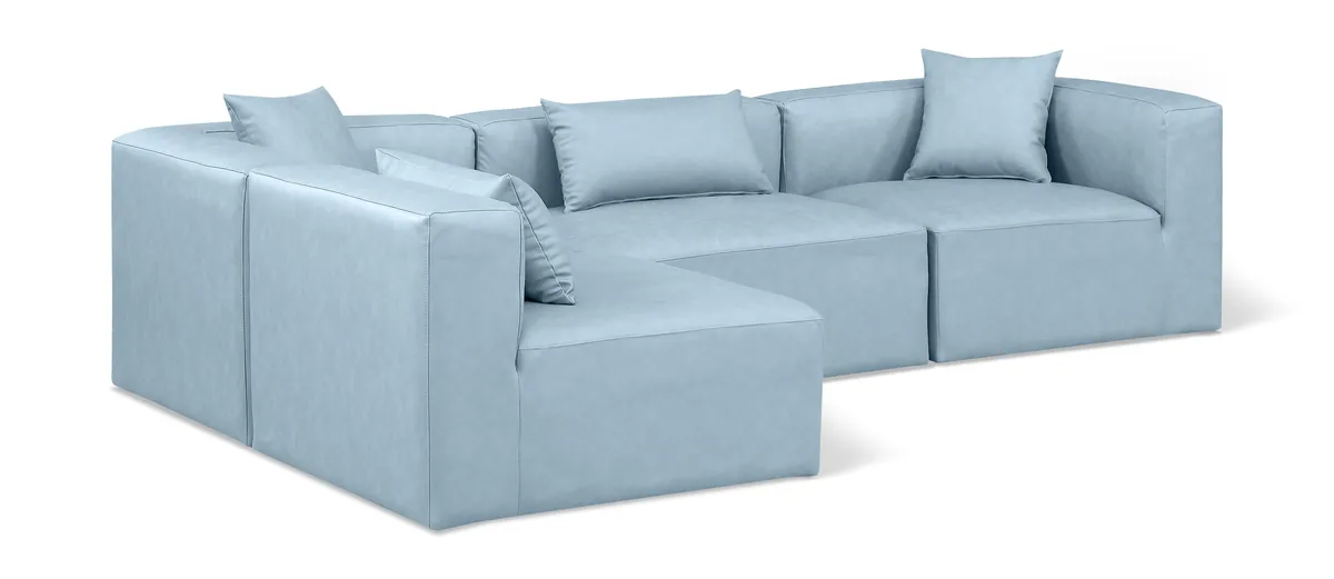 Cube - 4 Piece Modular Corner Sectional - Light Blue