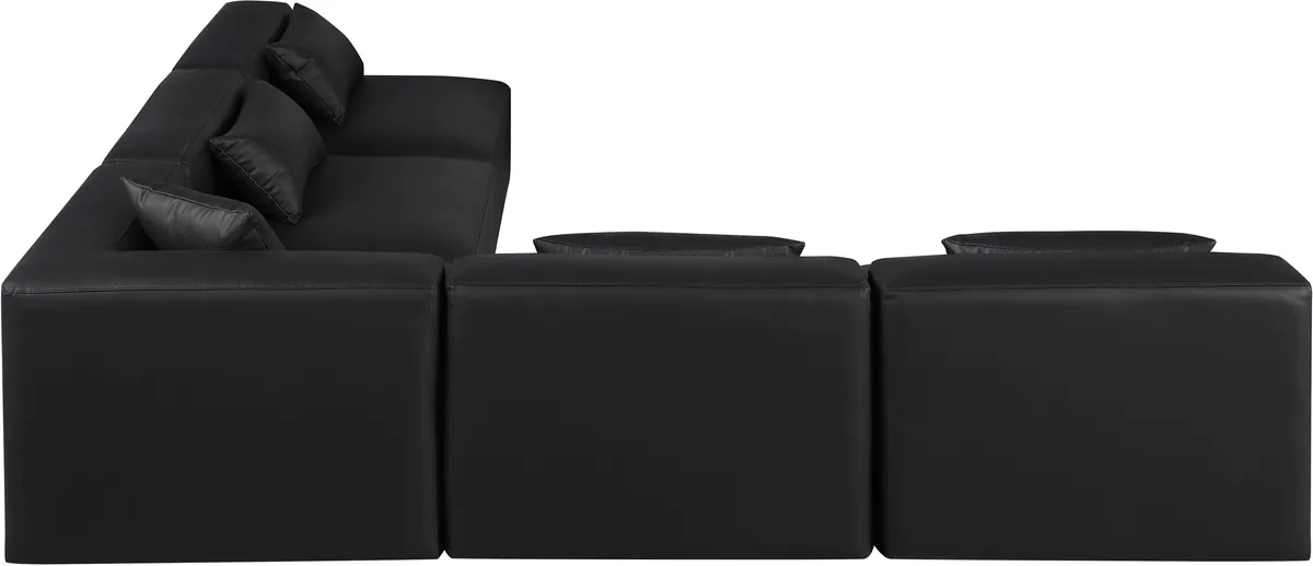 Cube - 5 Piece Modular Corner Armless Sectional - Black - View 2