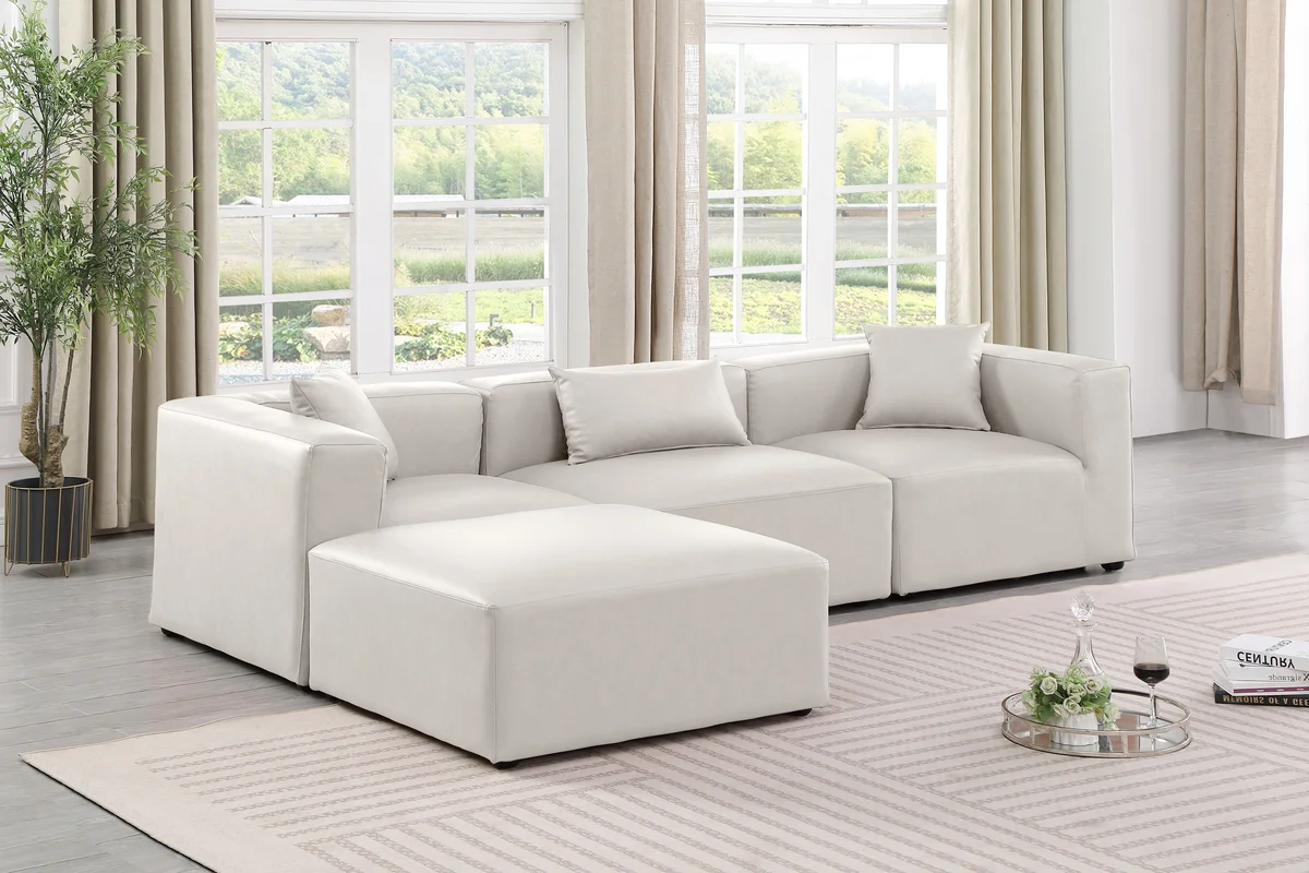 Cube - 4 Piece Modular Sectional With Chaise - Cream - View 2
