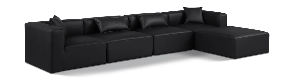 Cube - 5 Piece Modular Sectional With Chaise - Black