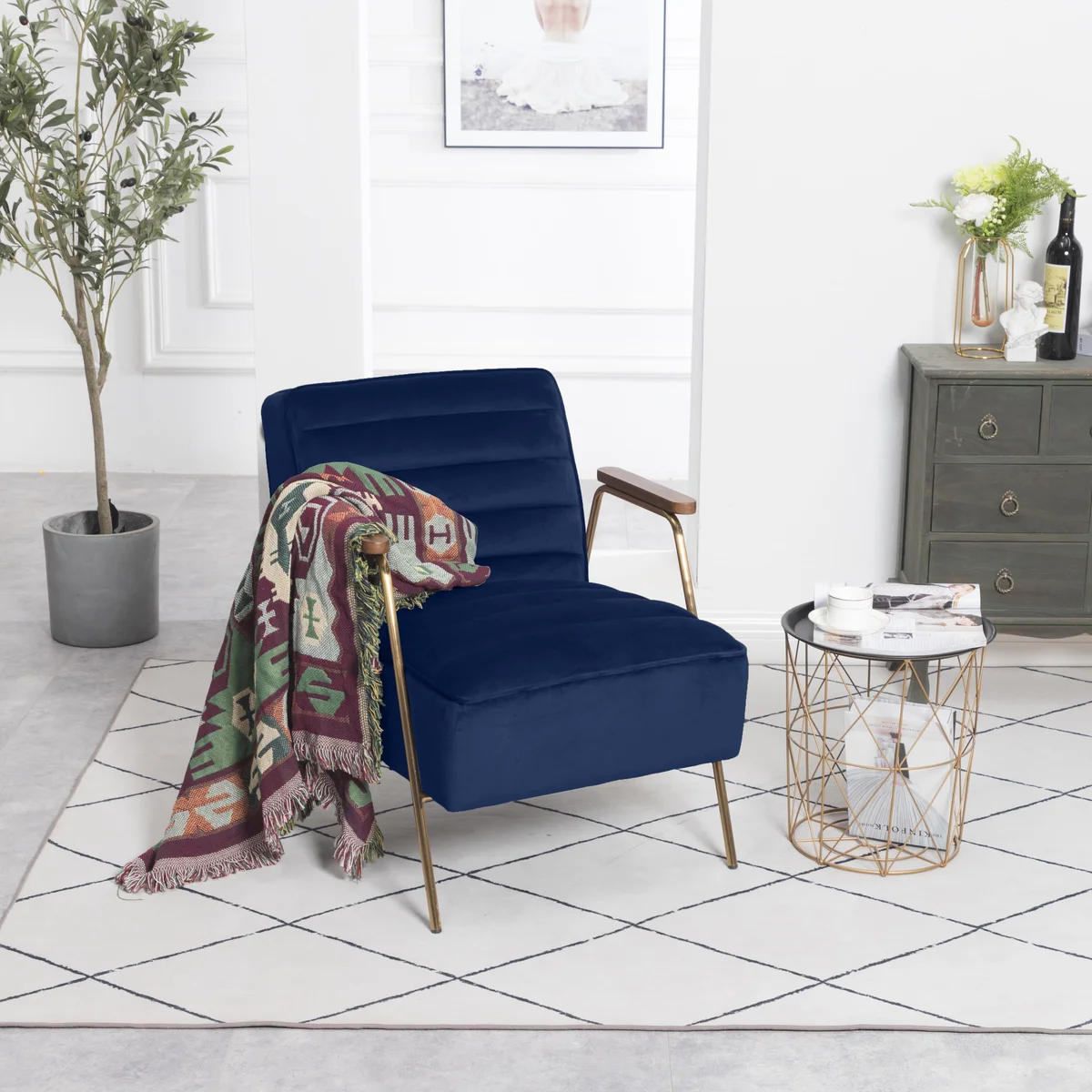 Woodford - Accent Chair - Navy - View 2