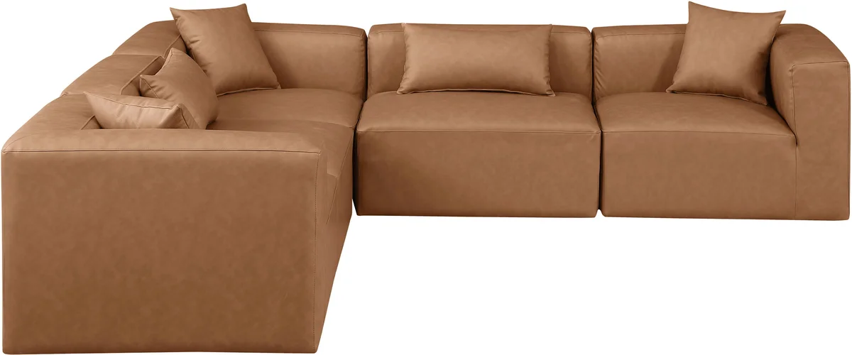Cube - 5 Piece Modular Corner Sectional - Brown - View 2