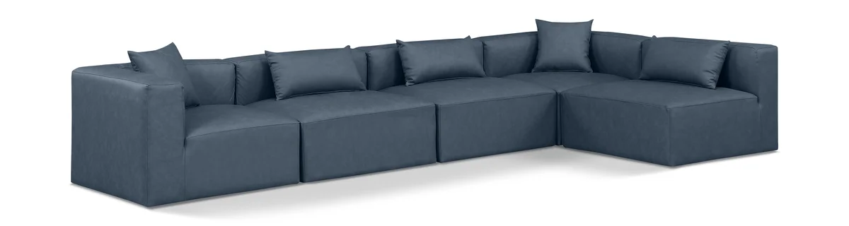 Cube - 5 Piece Modular Sectional - Navy Blue