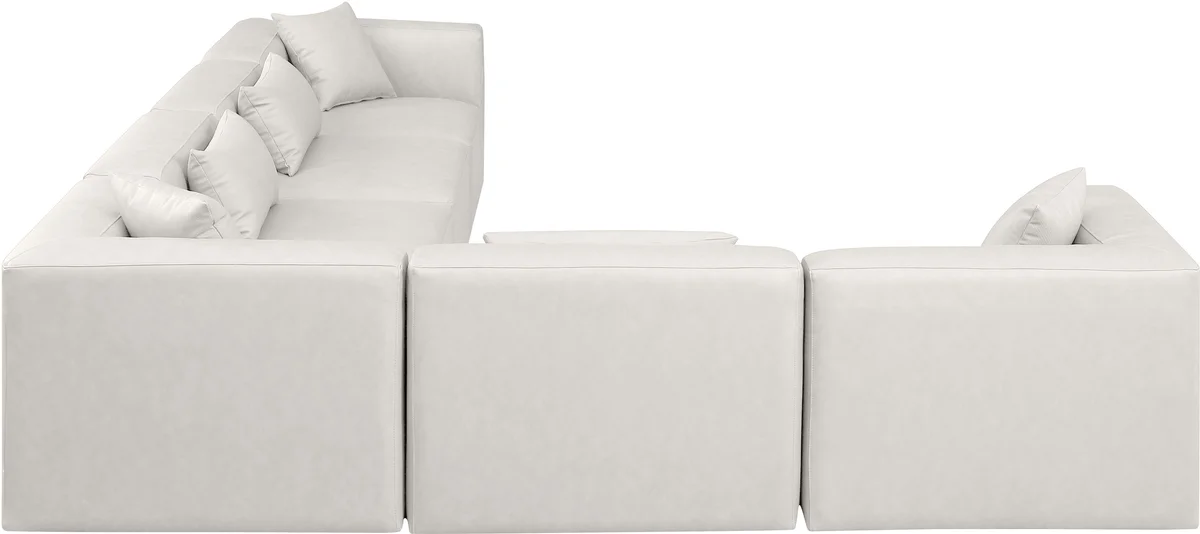 Cube - 6 Piece Modular Corner Sectional - Cream - View 2