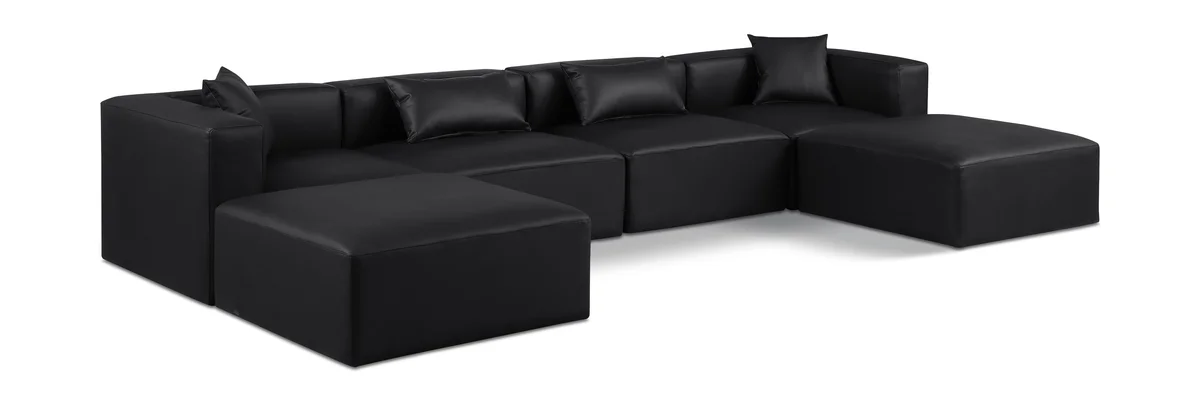 Cube - 6 Piece Modular Double Chaise Sectional - Black