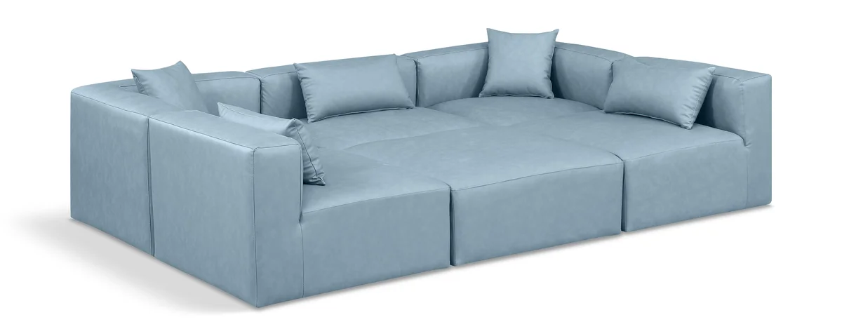 Cube - 6 Piece Modular Sectional - Light Blue