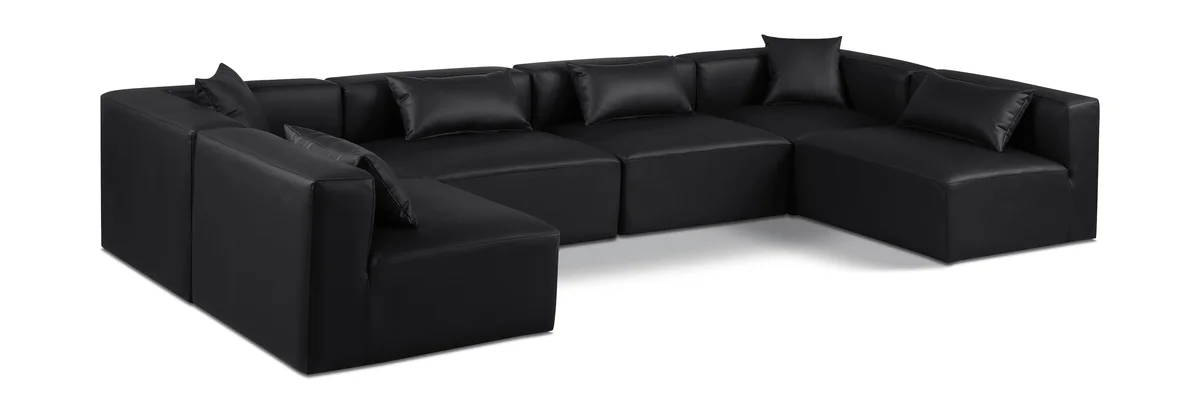 Cube - 6 Piece Modular Armless Sectional - Black