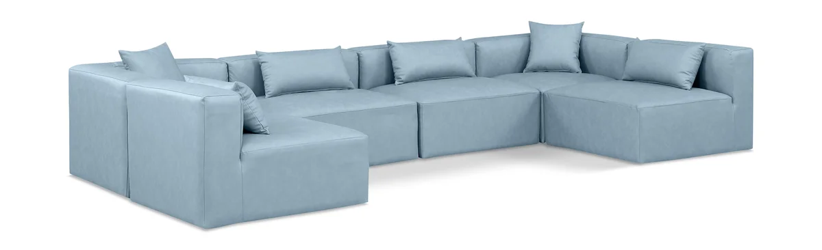 Cube - 6 Piece Modular Armless Sectional - Light Blue