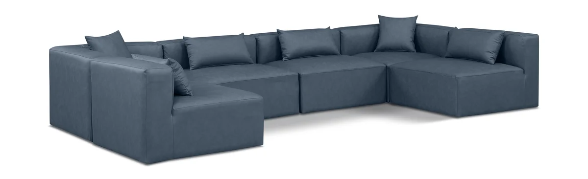 Cube - 6 Piece Modular Armless Sectional - Navy Blue