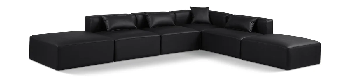 Cube - 6 Piece Modular Corner Armless Sectional - Black