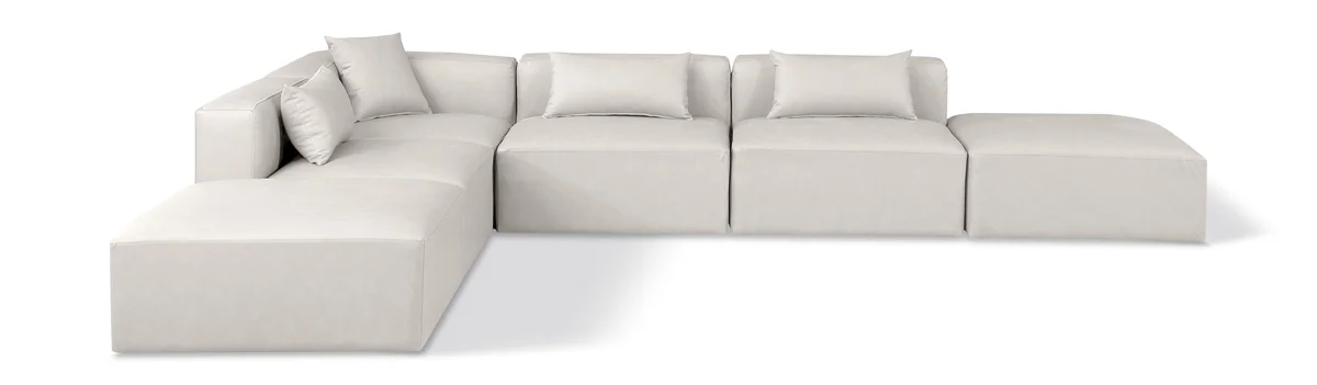 Cube - 6 Piece Modular Corner Armless Sectional - Cream