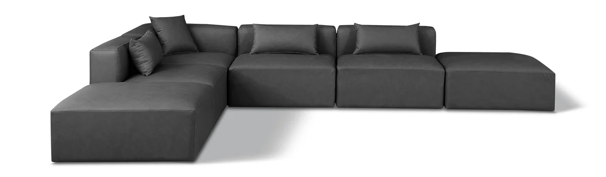 Cube - 6 Piece Modular Corner Armless Sectional - Charcoal Gray