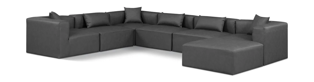Cube - 7 Piece Modular Sectional - Charcoal Gray