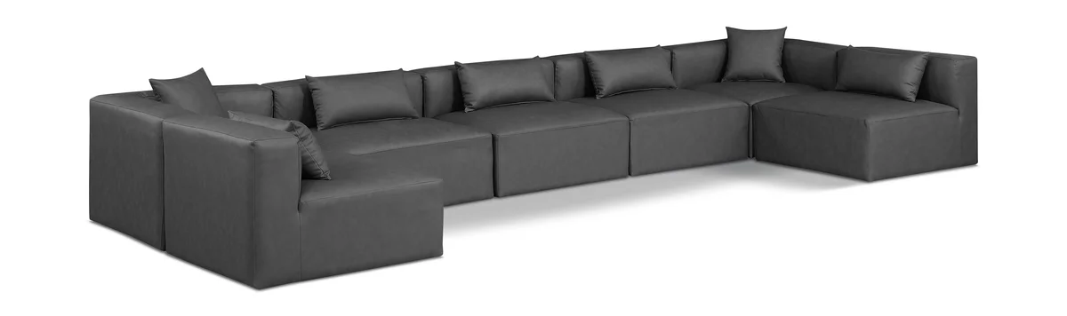 Cube - 7 Piece Modular U-Shaped Sectional - Charcoal Gray