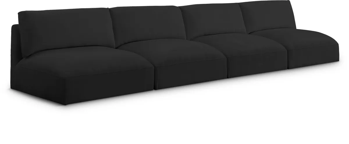 Ease - 4 Seat Modular Armless Sofa - Black