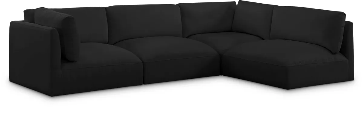 Ease - 4 Piece Modular Corner Sectional - Black