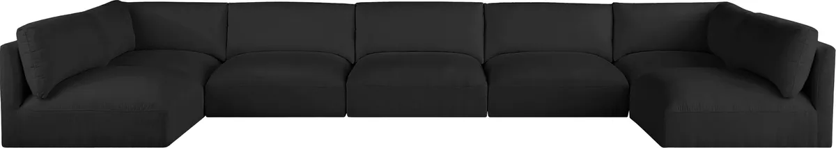 Ease - 7 Piece Modular U-Shaped Sectional - Black - View 2