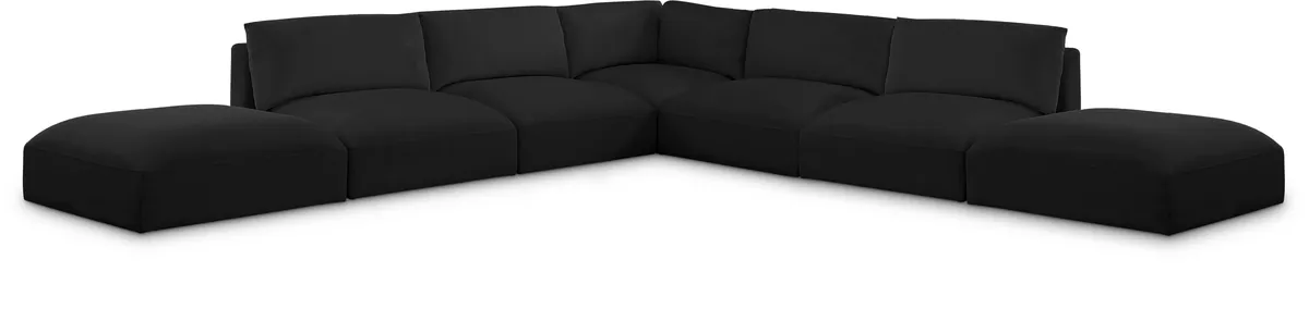 Ease - 7 Piece Modular Corner Sectional - Black