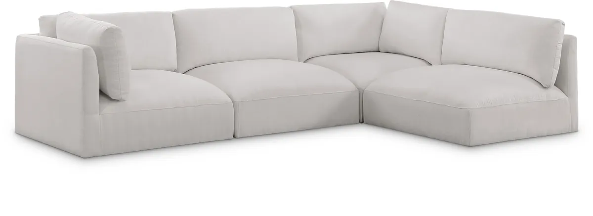 Ease - 4 Piece Modular Corner Sectional - Cream