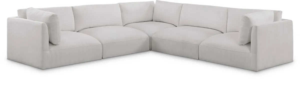 Ease - 5 Piece Modular Corner Sectional - Cream