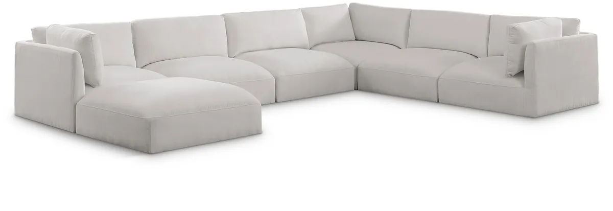 Ease - 7 Piece Modular Sectional With Chaise - Cream
