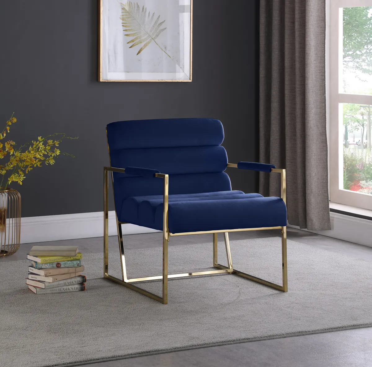 Wayne - Accent Chair - Navy - View 2