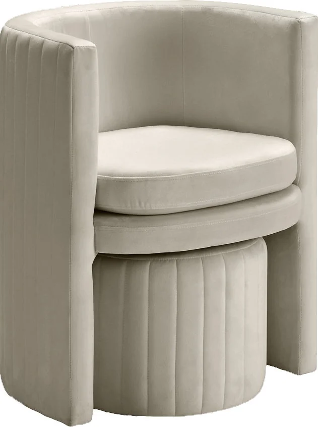 Selena - Accent Chair and Ottoman Set - Cream