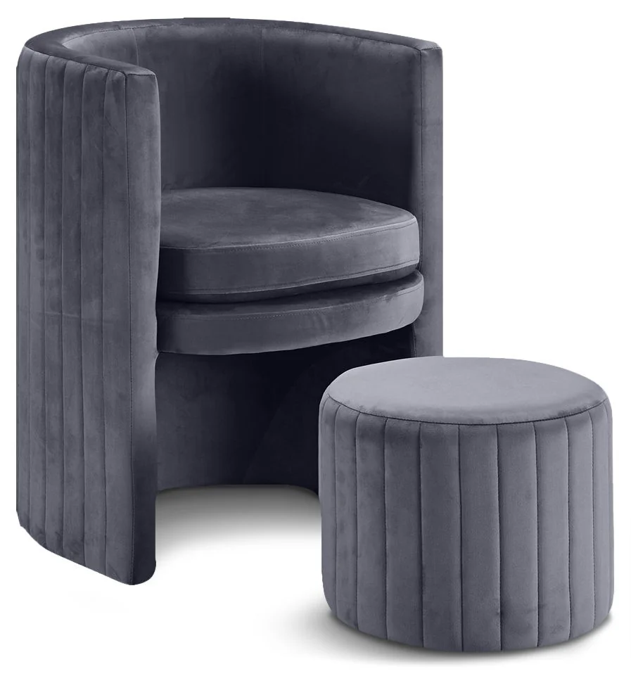 Selena - Accent Chair and Ottoman Set - Gray