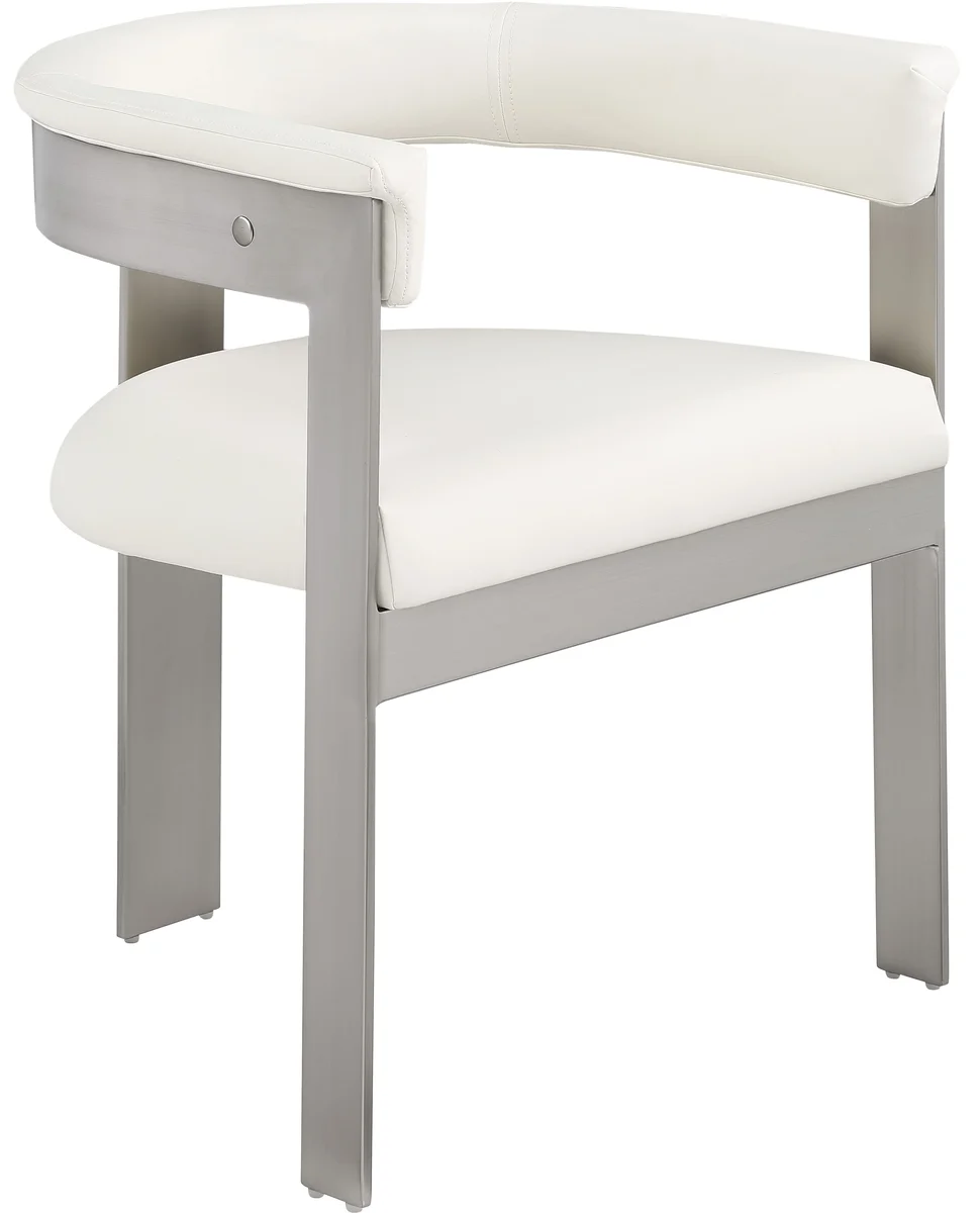 Romeo - Faux Leather Dining Chair With Silver Base (Set of 2) - Cream