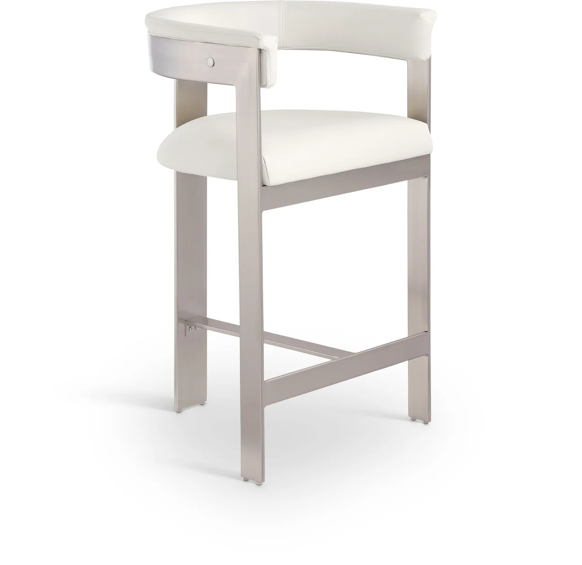 Romeo - Faux Leather Counter Stool With Silver Base (Set of 2) - Cream