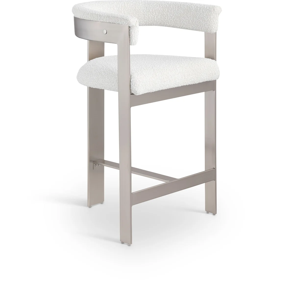 Romeo - Boucle Counter Stool With Silver Base (Set of 2) - Cream