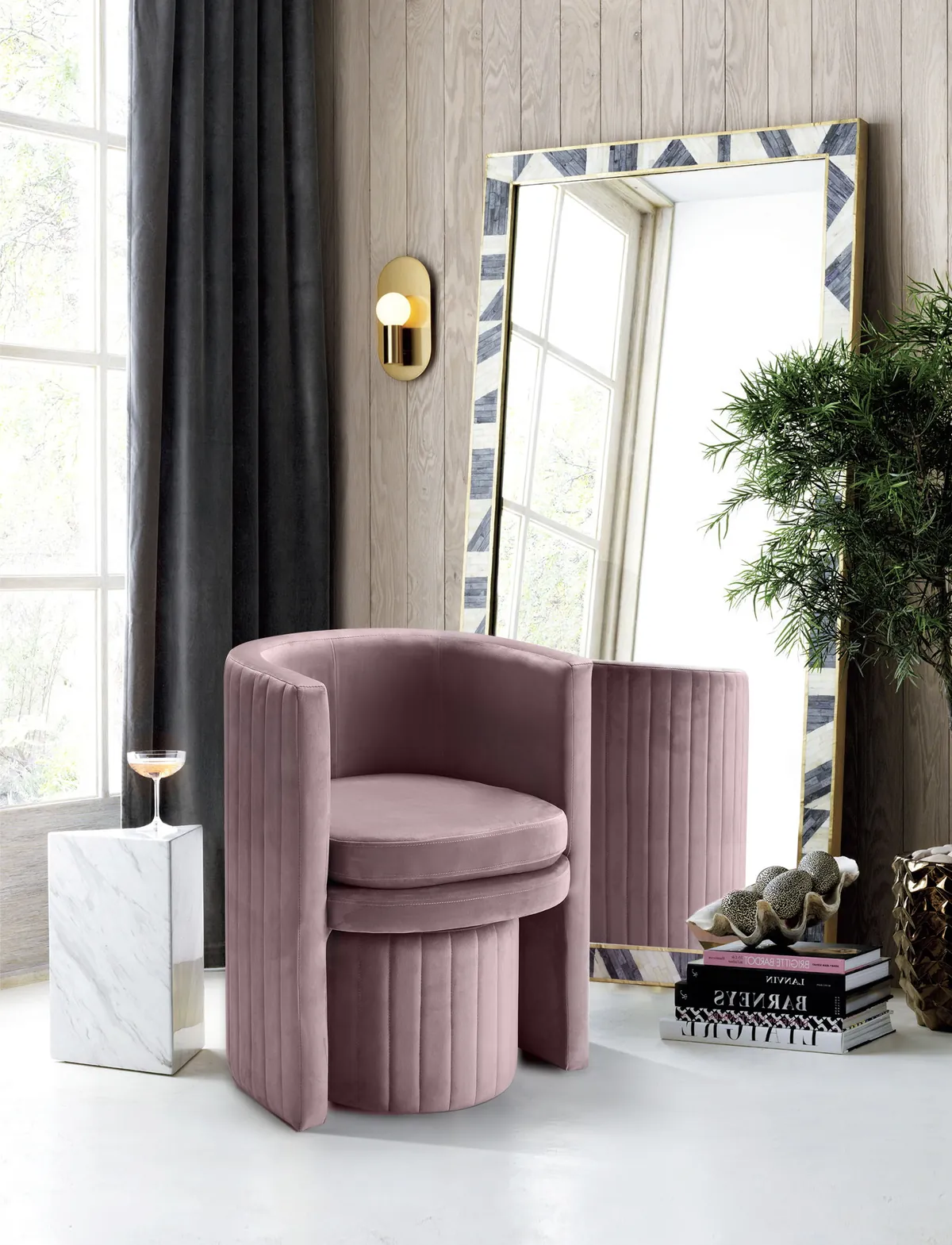Selena - Accent Chair and Ottoman Set - Pink