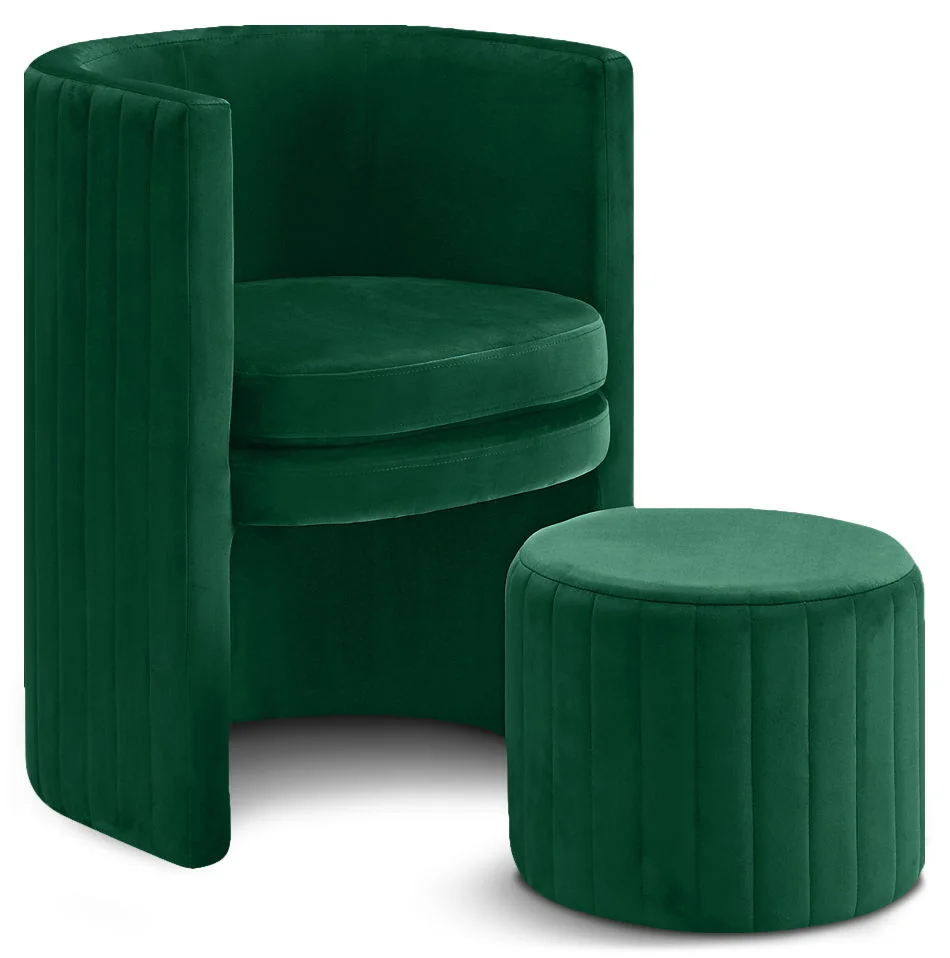 Selena - Accent Chair and Ottoman Set - Green