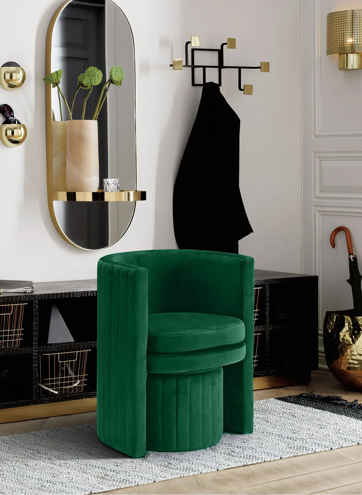 Selena - Accent Chair and Ottoman Set - Green