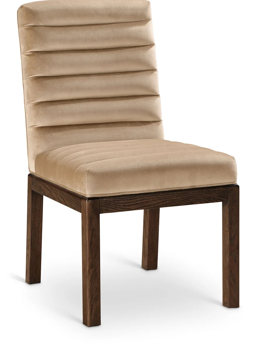 Evelyn - Dining Chair With Brown Legs - Beige