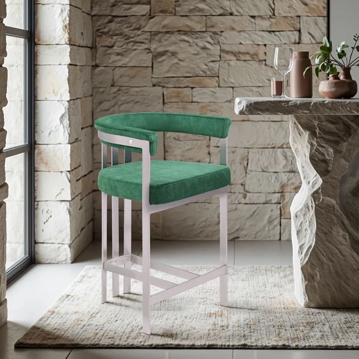 Marcello - Counter Stool (Set of 2) - Green - View 2