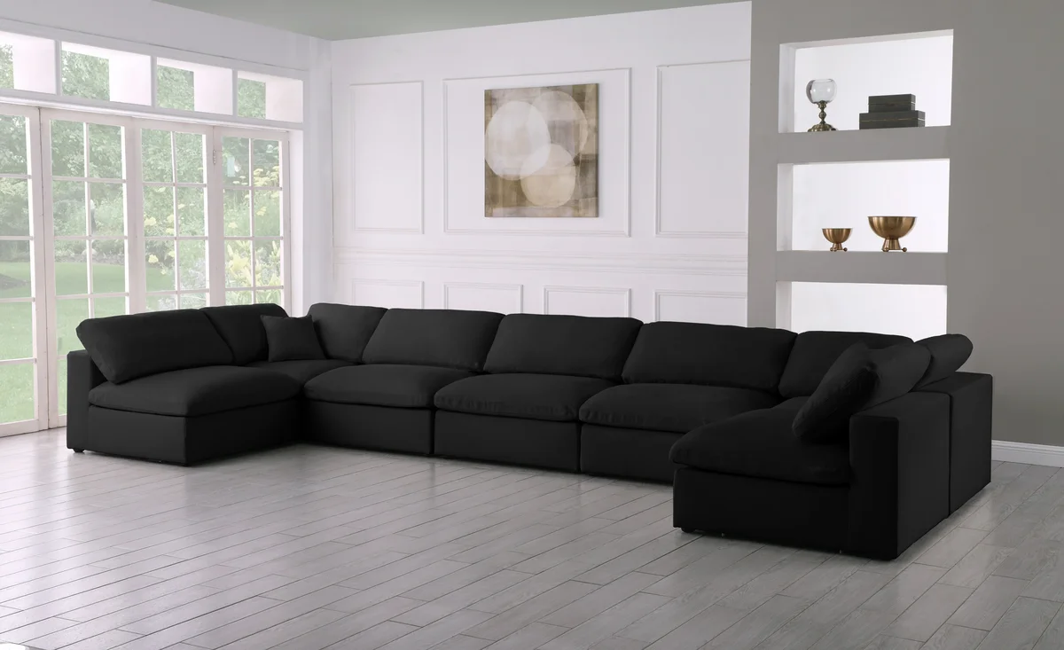 Serene - 7 Piece Modular U-Shaped Sectional - Black - View 2