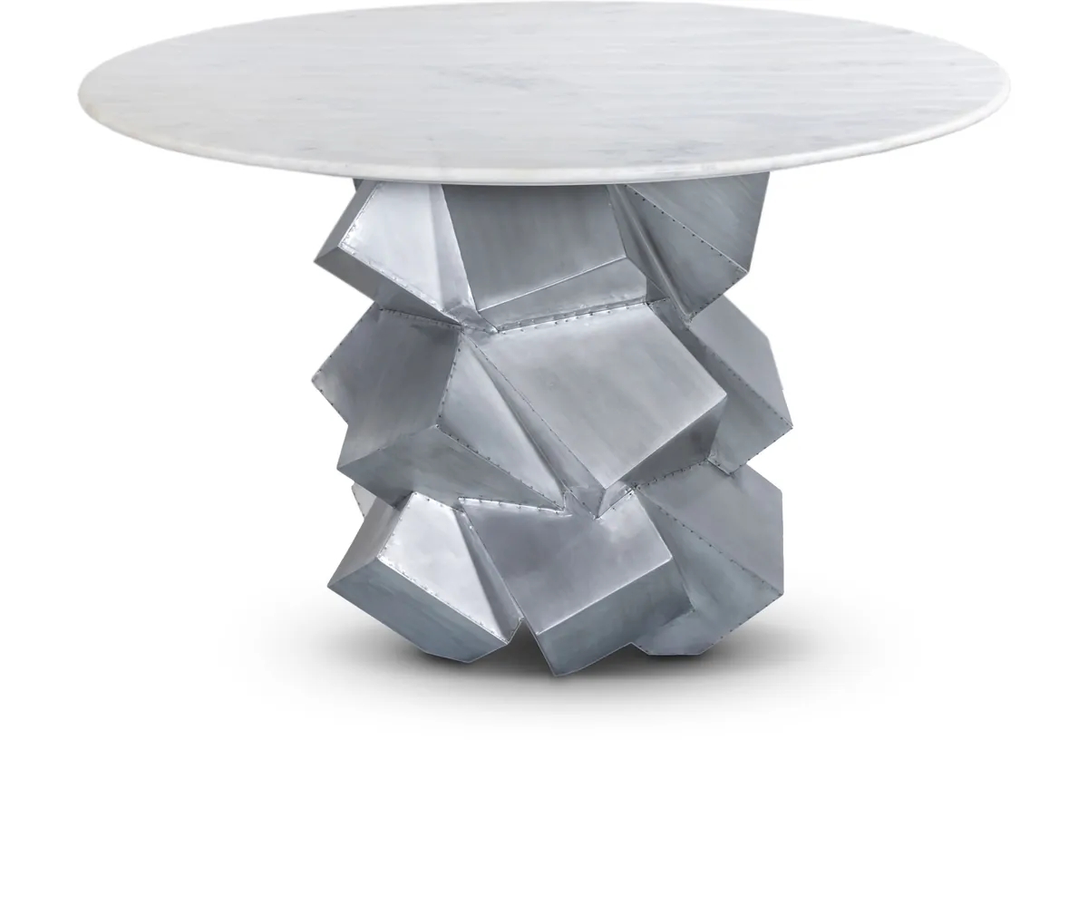 Walker - Dining Table - White / Silver