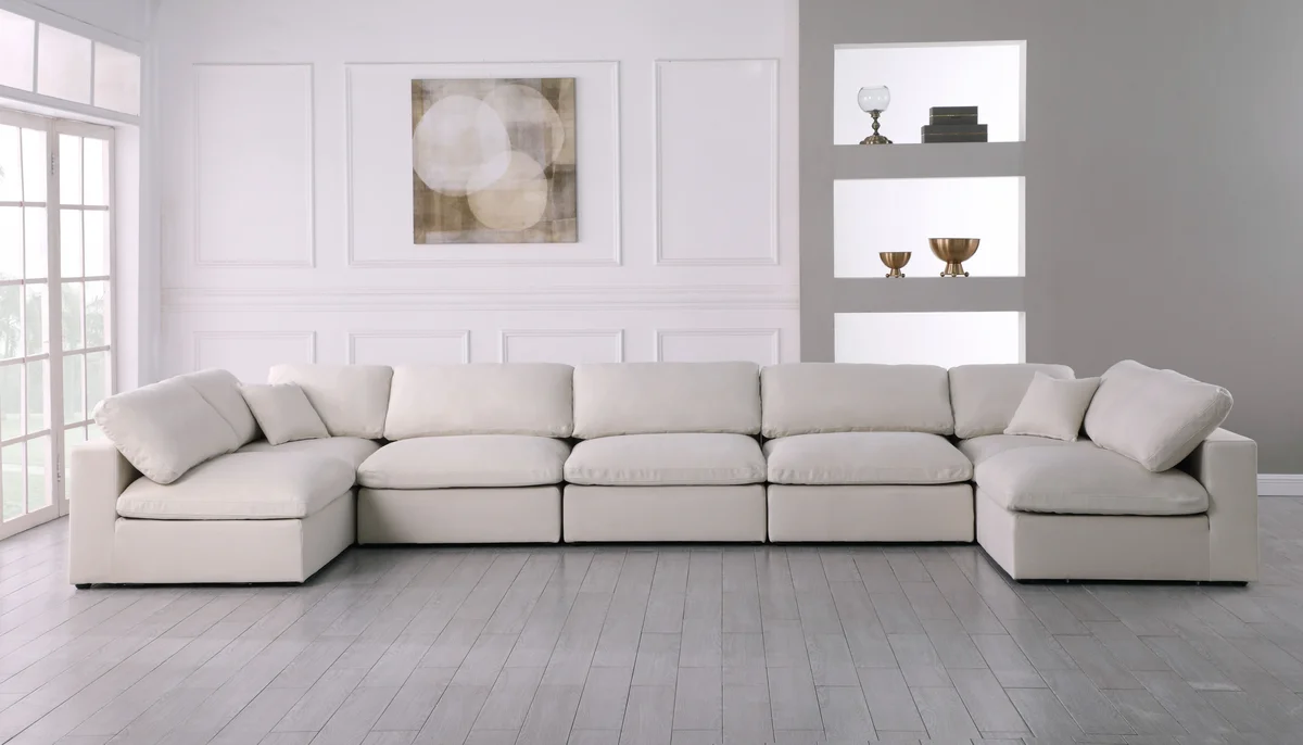 Serene - 7 Piece Modular U-Shaped Sectional - Cream
