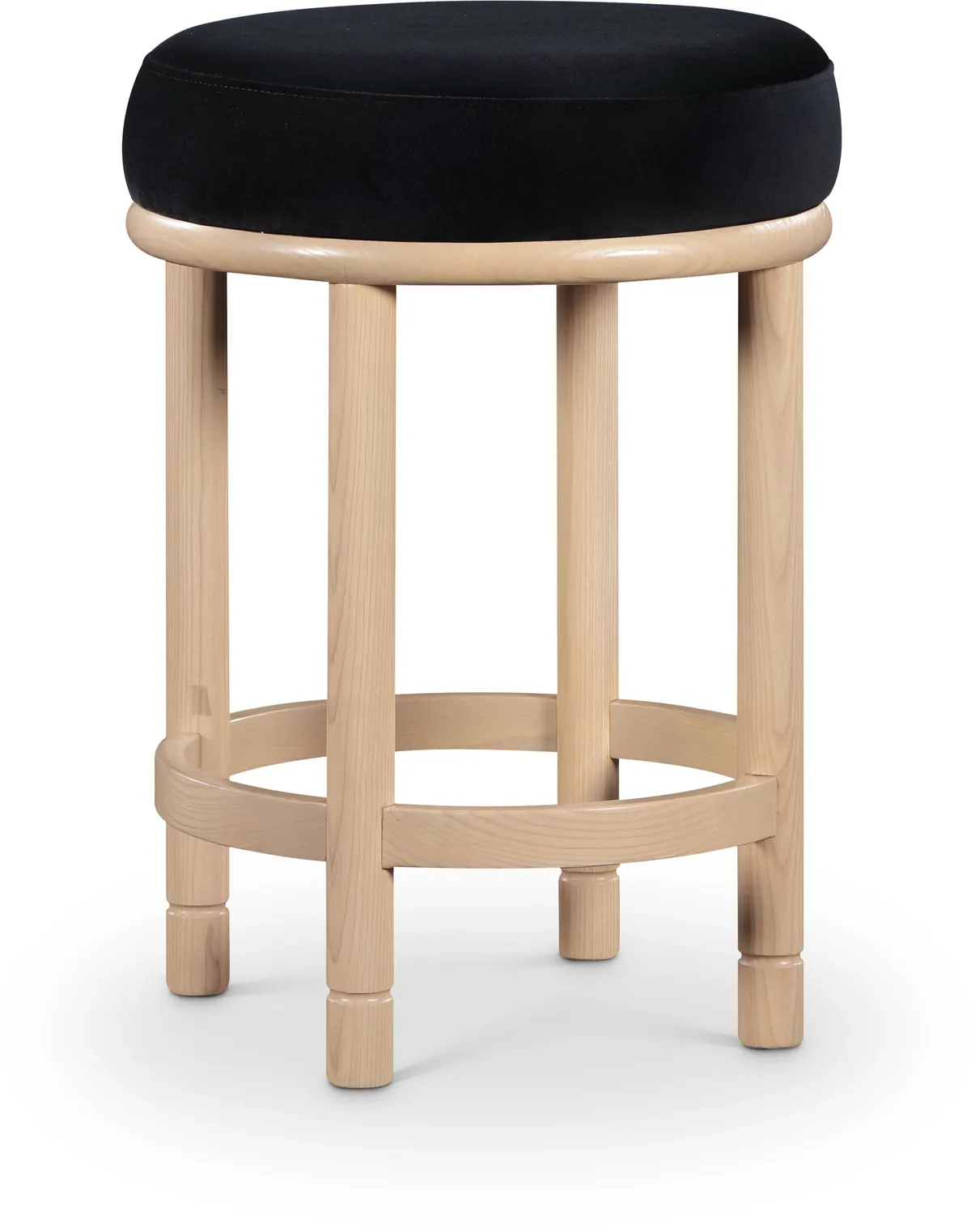 Monette - Counter Stool With Natural Base - Black