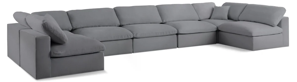 Serene - 7 Piece Modular U-Shaped Sectional - Gray