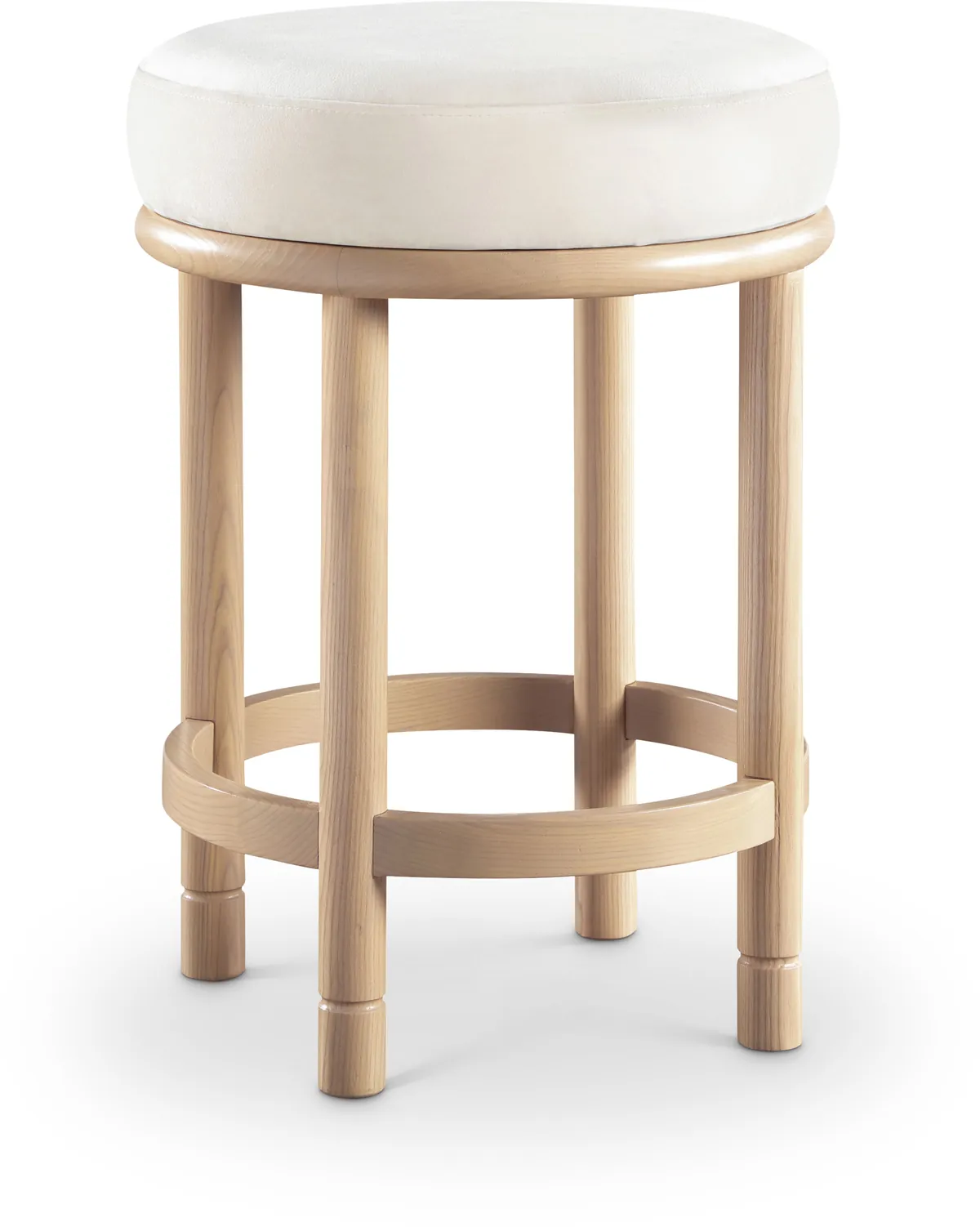 Monette - Counter Stool With Natural Base - Cream