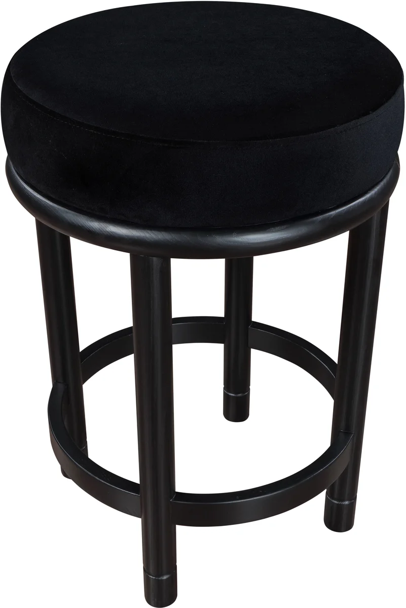 Monette - Counter Stool With Black Base - Black - View 2