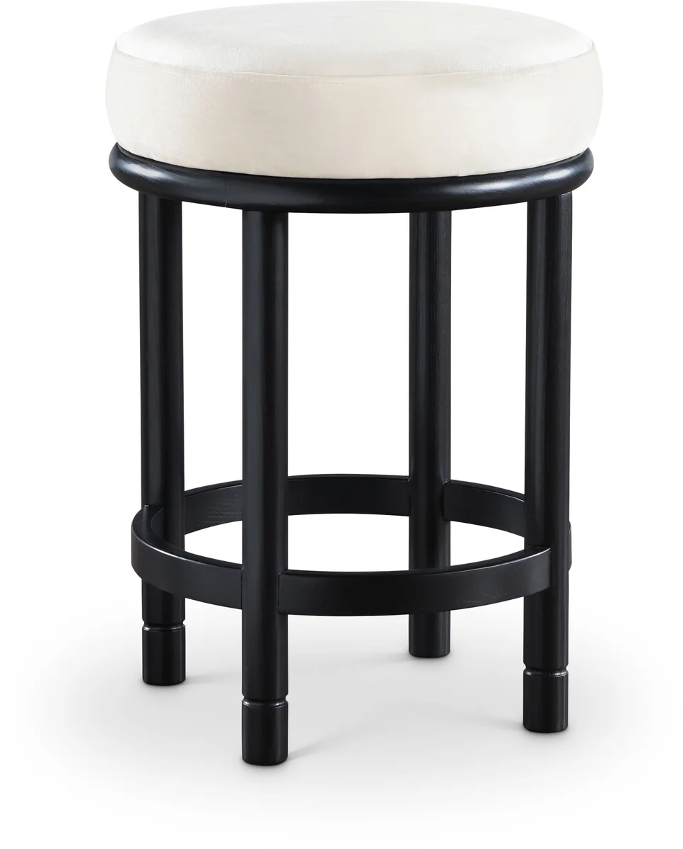 Monette - Counter Stool With Black Base - Cream