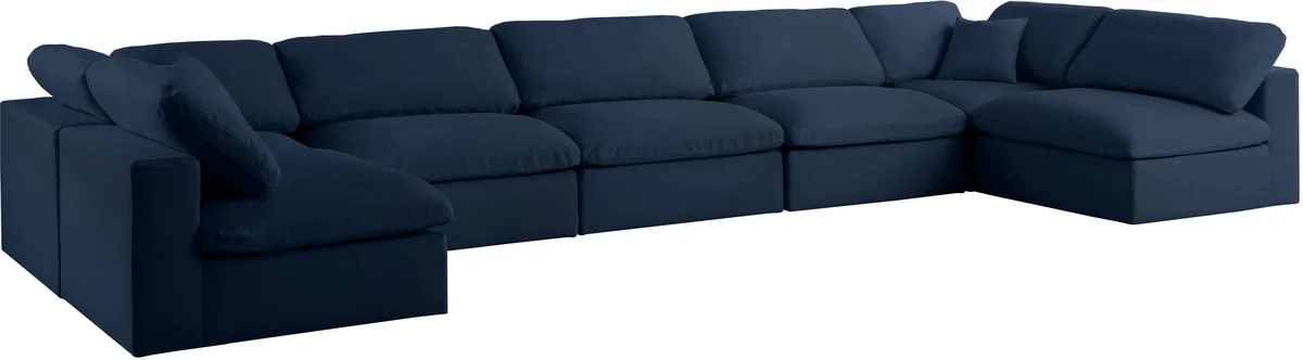 Serene - 7 Piece Modular U-Shaped Sectional - Navy