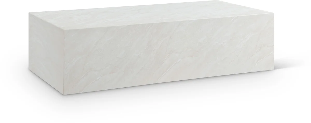 Piazza - Marble Finish Concrete Coffee Table - White