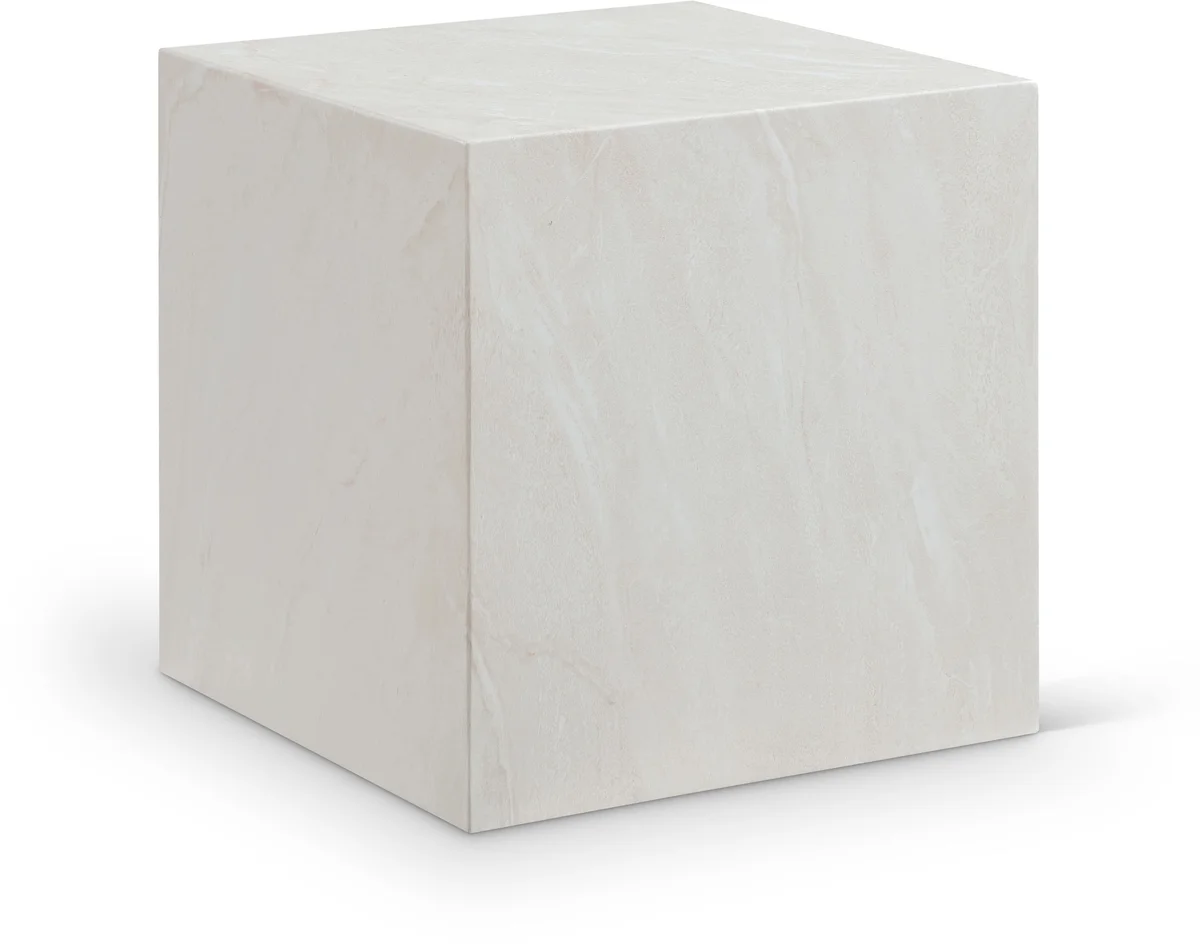 Piazza - Marble Finish Concrete End Table - White