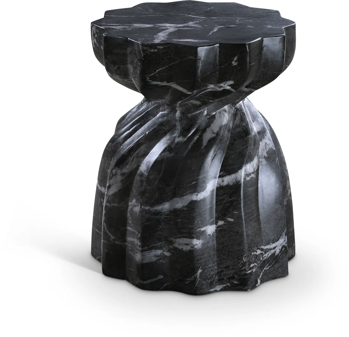 Caserta - Marble Finish Concrete End Table - Black